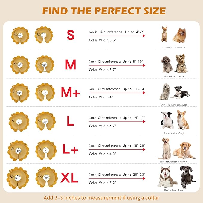 IEUUMLER Inflatable Recovery Dog Collar, Protective Donut Cone, Adjustable Soft Collar for Dog and Cat After Surgery Prevent from Biting & Scratching EU002 - Brown Lion L