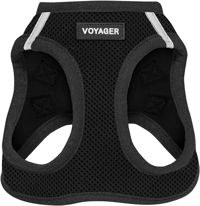 Best Pet Supplies Voyager Step-in Air Harness - All Weather Mesh, Reflective, No Pull Harness for Dogs, Cats - Secure with Hook & Loop Fastener, Buckle, Double D-Rings - Black, XXXS