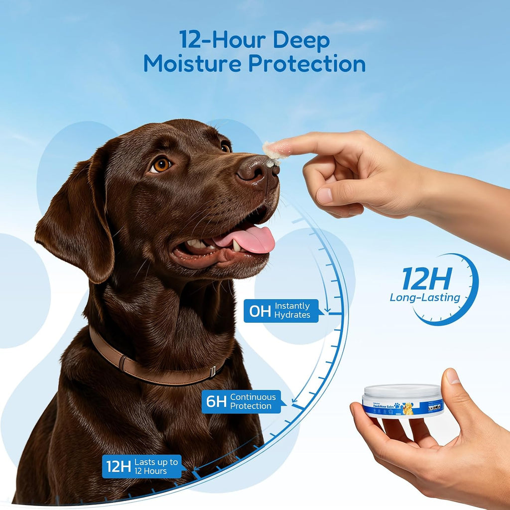 Lick Safe Dog Paw & Nose Balm - All Natural Moisturizing Wax with Coconut Oil & Shea Butter, Soothes Dry Cracked Paws & Snout, Heat & Cold Pavement Protection, 1.76 Oz Nose Butter