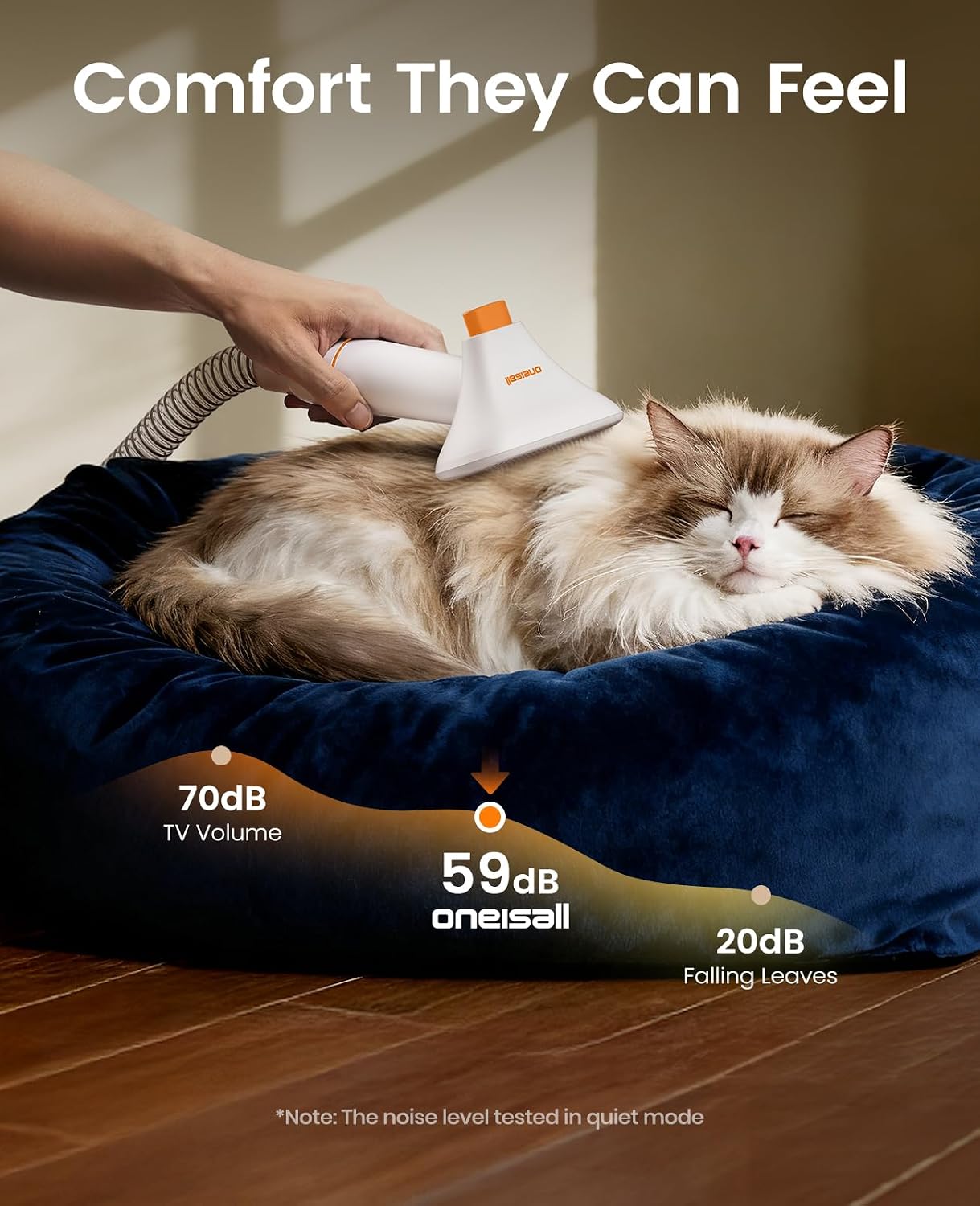 oneisall Dog Grooming Vacuum - 15000Pa Suction, Captures 99% Pet Hair to Reduce Shedding, Dog Grooming Clippers & Quiet Brush (≤59dB) with 4 Accessories, 2L Dust Canister for Home Cleaning（Orange） | 15000Pa Suction Power, Dog Grooming Kit, Low