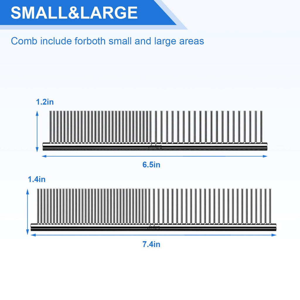 Lilpep 2PCS Stainless Steel Metal Dog Comb, For Removing Tangled Mats And Massaging Pet Combs, Professional Pet Grooming Tools