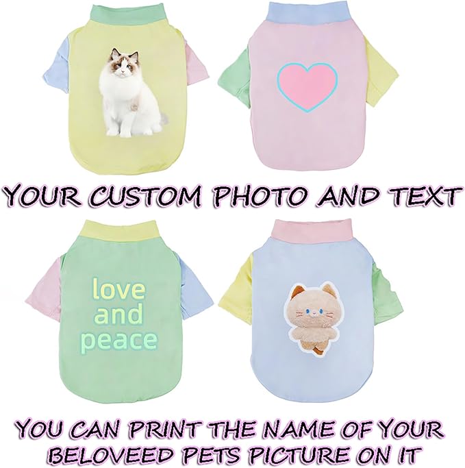 Custom Dog Shirt,Personalized Pet Apparel with Name Text Photo Image,Lightweight Breathable Puppy Kitten Cotton Vest for Small Medium Large Dogs Cats,Puppy Gift (Dopamine Yellow, Small)