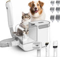 Dog Grooming Kit, 3 Suction Modes Dog Brush Vacuum with 6 Pet Grooming Tools (Eggshell)