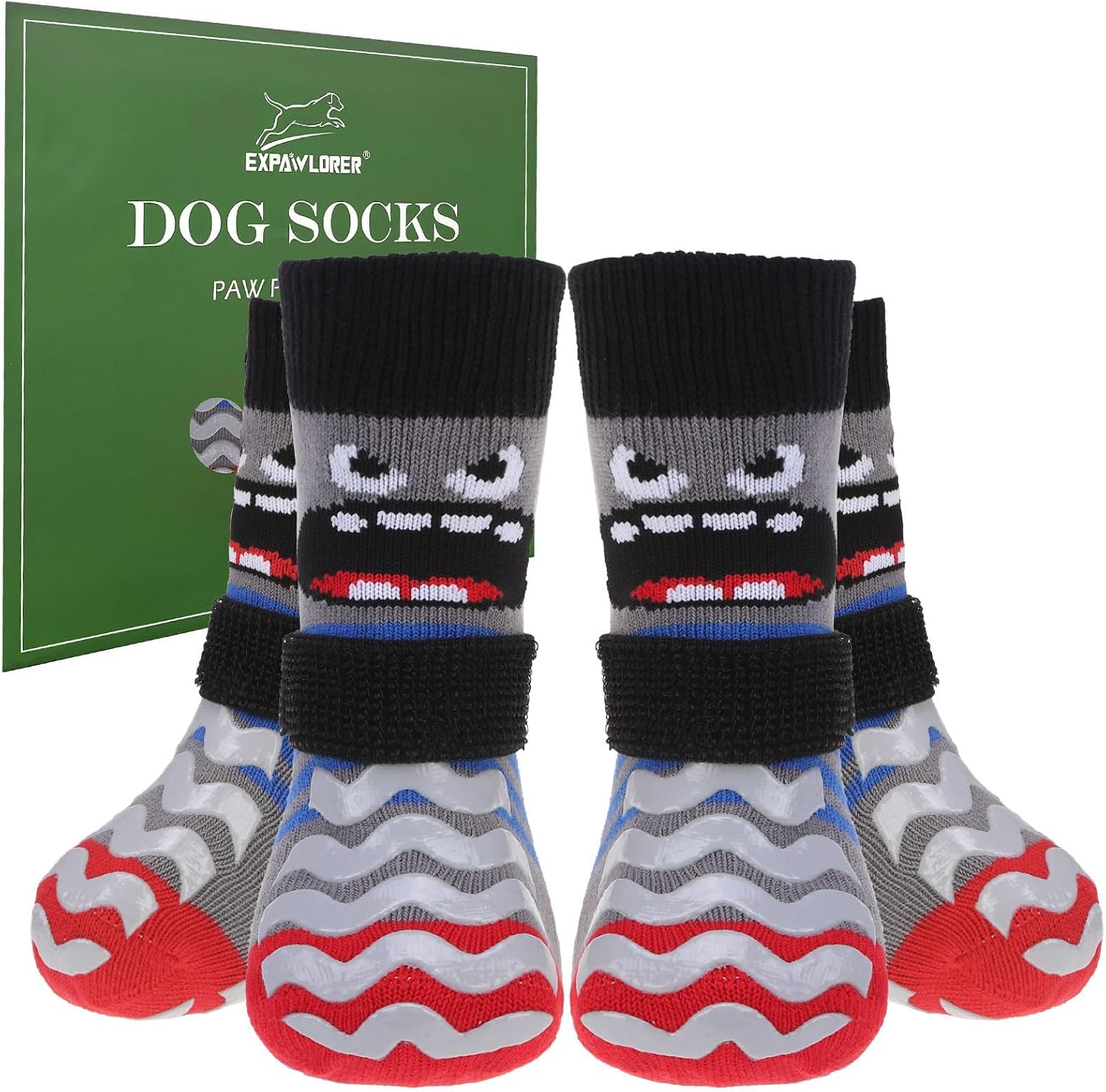 Dog Socks to Prevent Licking Paws with Grippers for Hardwood Floors Anti Slip, Cute Double Sides Dog Winter Shoes Booties Boots & Paw Protectors with for Small Medium Large Senior Dogs M