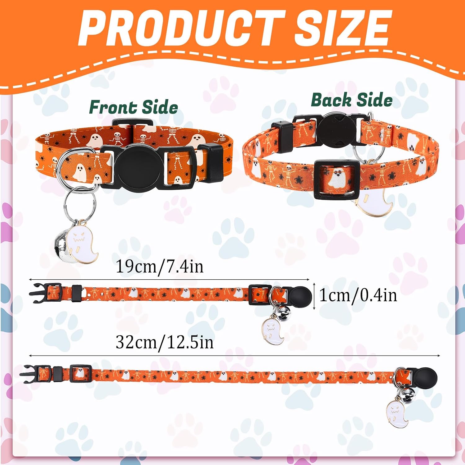 18 Pcs Holiday Cat Collars Halloween Cat Collars Breakaway with Bell | Adjustable Kitten Collar with Plastic Buckle for Holiday Pet Cat Costume,Multicolor