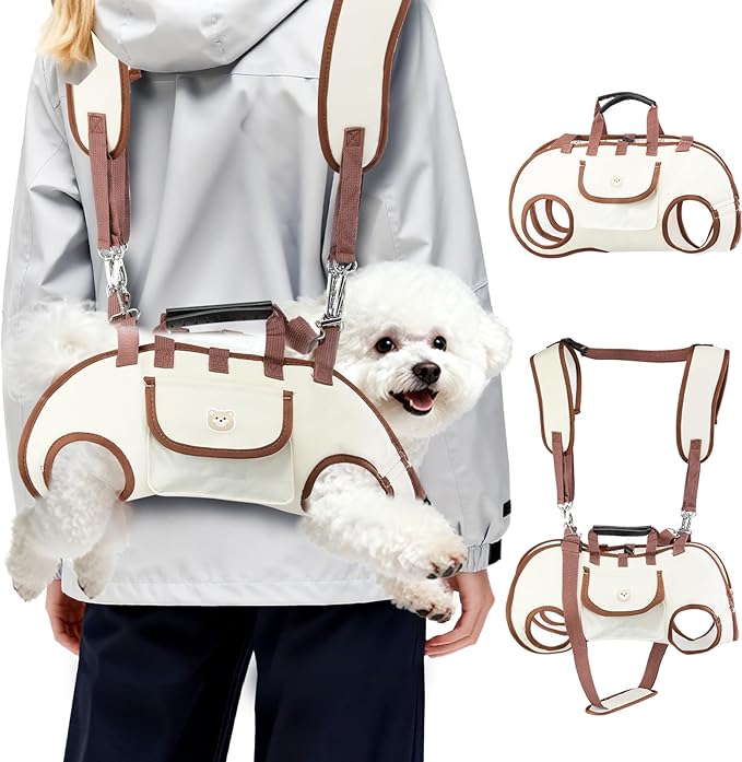Hands Free Dog Backpack Carrier for Small Dogs, Yorkie Shoulder Carrier Sling Backpack Carriers Dog Lift Harness Portable Breathable Pet Carrier Backpack for Small Puppies (L, 14.3-19.8lbs)