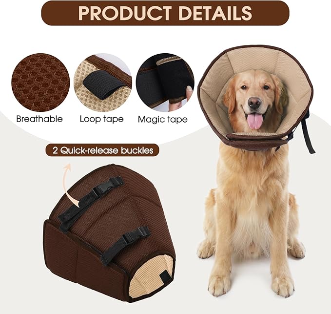 Dog Cone Collar After Surgery, Soft Cone for Small Dogs to Stop Licking, Adjustable Elizabethan Collar for Dogs, Lightweight Breathable Dog Recovery Cones for Wound Healing & Hot Spots