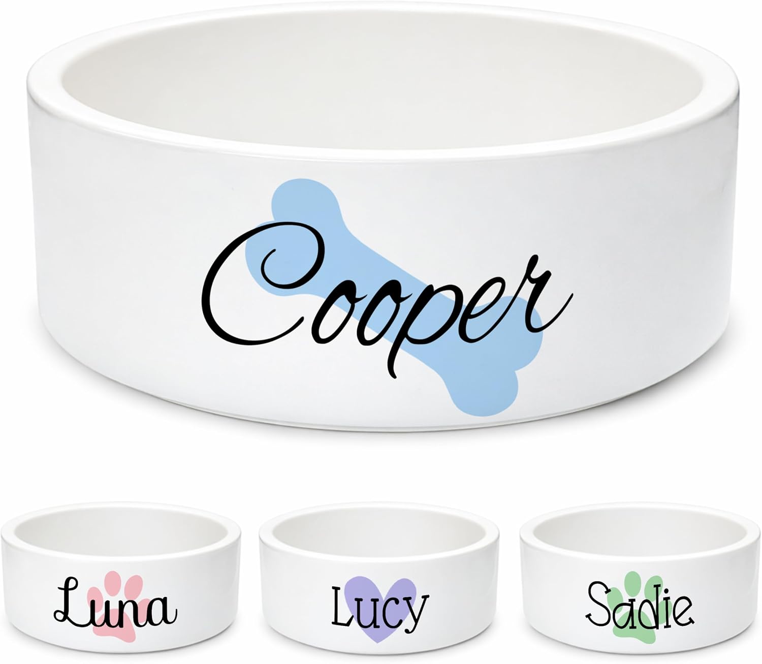 Custom Dog Bowl | Personalized Food & Water Dish with Name | Microwave & Dishwasher Safe Ceramic Pet Feeding Bowl | Gift Idea for New Puppy Owners | White – Small