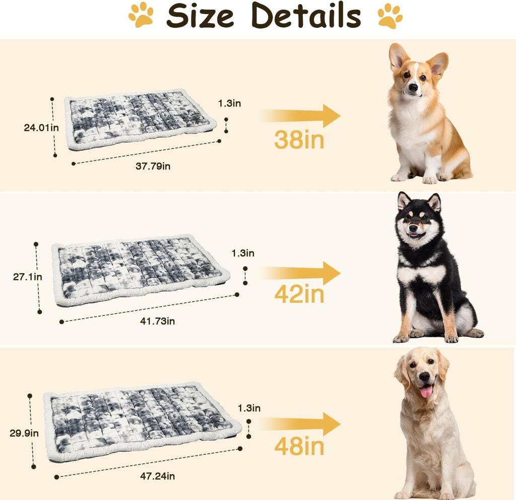 Washable Dog Bed Mat ，Upgraded Non-Slip Durable Dog Bed，Soft and Comfortable, Machine Washable Luxury Kennel Pad，Design Kennel Beds Mats for Large Medium Small Pets ，38" x 24"