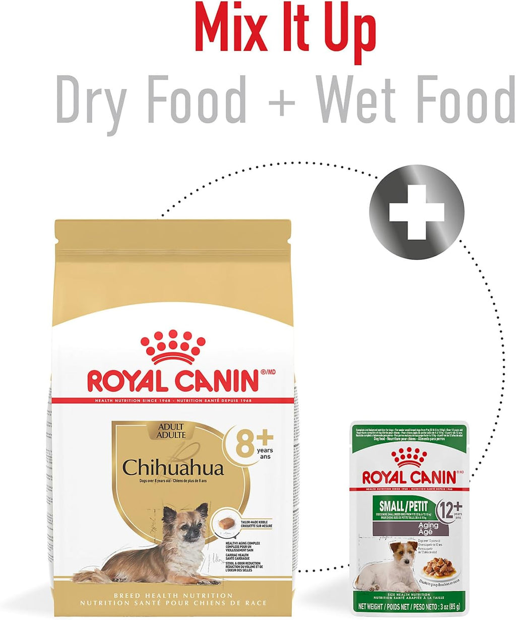ROYAL CANIN Chihuahua 8+ Adult Dry Dog Food, 2.5 lb Bag | Healthy Aging Support, Heart Health with Taurine & DHA, For Adult Chihuahuas 8+ Years, Rehydratable Kibble