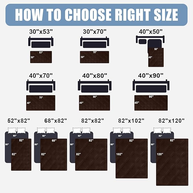 Smiry Waterproof Dog Bed Cover Blanket 40x80, Soft Reversible Pet Blanket, Washable Leakproof Cats Dogs Couch Cover for Sofa, Couch, Furniture, Chocolate/Chocolate