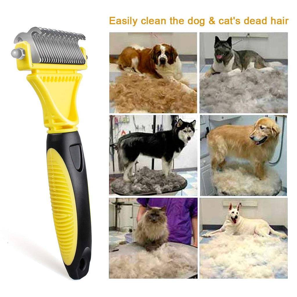 morpilot Dog Brush Cat Brush Grooming Comb, 23+12 Double Sided Undercoat Rake Dematting Deshedding Tool for Long Hair Pets Cat Dog Slicker Shedding Brushes Efficiently Reduces Hair Loss by up to 90%
