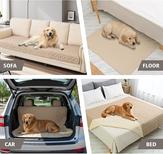 Ameritex Pet Bed Cover Dog Bed Blanket for Sofa and Furniture Waterproof New Pattern Design (40x50 Inch, Beige)