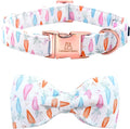 Lionheart glory Easter Dog Collar with Bow Tie Carrot Print Dog Collar Girl or Boy Soft Durable Adjustable Collar Bows Spring Collar Dog Bow for Large Dogs
