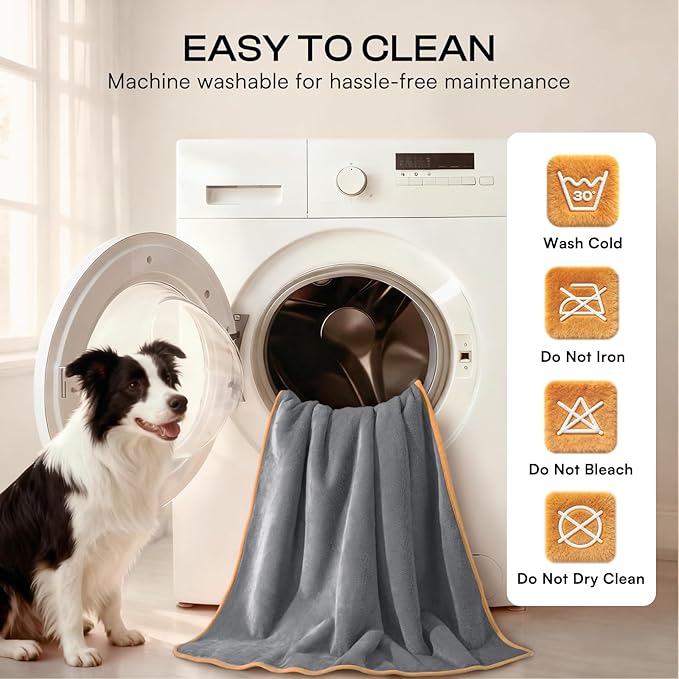 Luciphia Waterproof Pet Blanket, Liquid Pee Proof Dog Blanket for Sofa Bed Couch, Reversible Sherpa Fleece Furniture Protector Cover for Small Medium Large Dogs Cats, Grey+Beige Medium（57" x 40"）