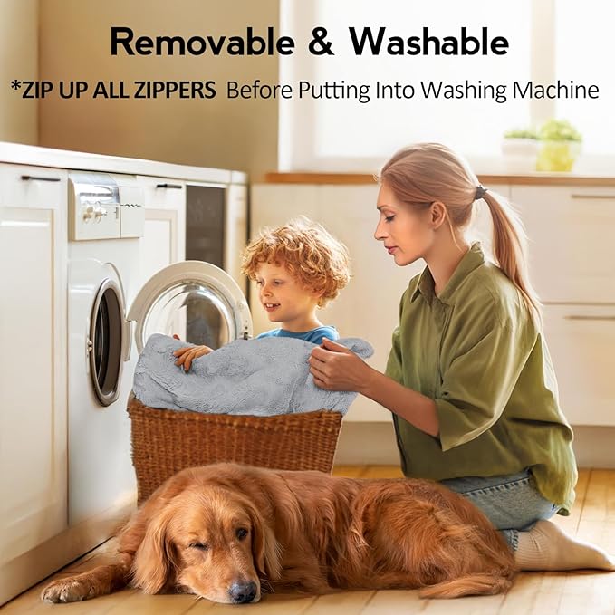 Large Orthopedic Dog Bed with Sides XXXL Dog Beds with Removable Washable Cover Non-Slip Waterproof Pet Bed for Extra Large Dogs - Grey XXXL