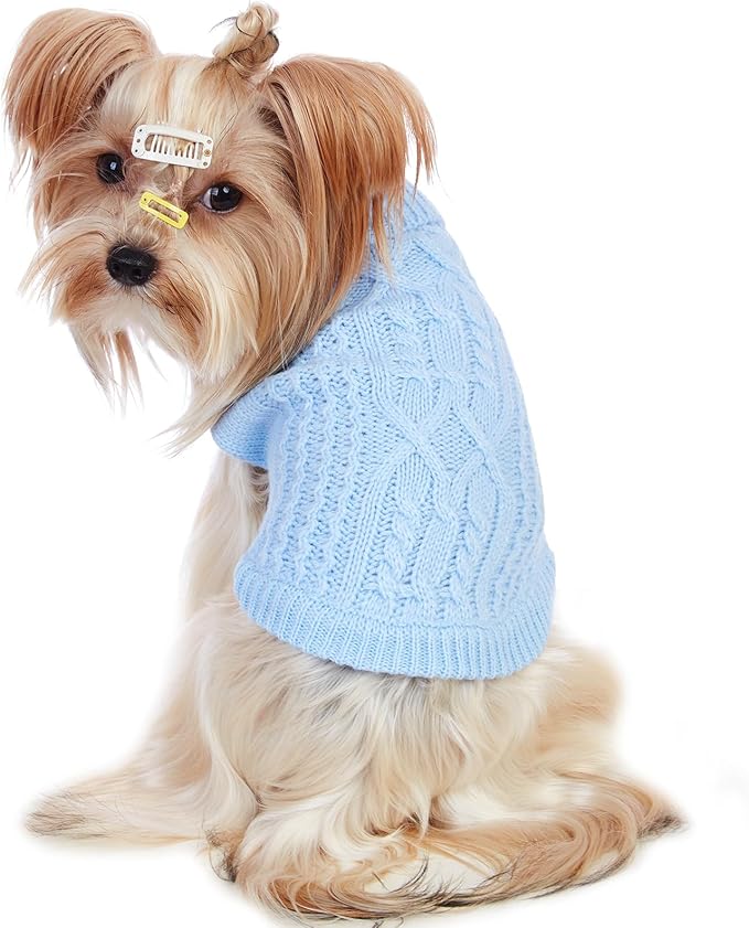 Stretchy Cat Sweater - 17 Colors & 6 Sizes | Snug Winter-Ready Knit for Boy/Girl Cats & Kittens(Blue, Small)