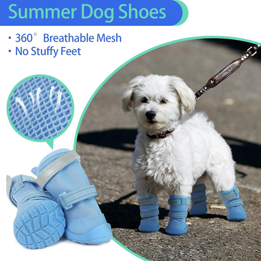 MIGOHI Reflective Dog Shoes for Small Dogs,Small Dog Boots & Paw Protectors for Summer Hot Pavement Hardfloors with Anti Slip Waterproof Rubber Grip Sole,Dog Booties for Indoor Outdoor Walking Running