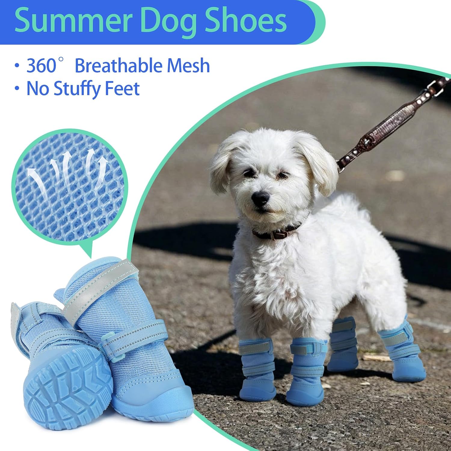 MIGOHI Reflective Dog Shoes for Small Dogs,Small Dog Boots & Paw Protectors for Summer Hot Pavement Hardfloors with Anti Slip Waterproof Rubber Grip Sole,Dog Booties for Indoor Outdoor Walking Running