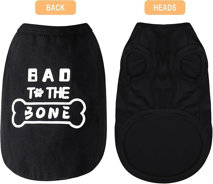 Discover Cozy Cotton Canine Wear: Soft, Lightweight, and Breathable Dog Shirt Vest with Eye-Catching Graphics(Bad to The Bone), Keeping Your Furry Friend Warm and Comfy! Grey XXS