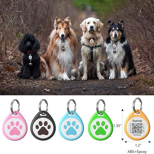 2-Pack -Smart QR Code Pet ID Tag for Dogs - Instant GPS Location Alert via Email, No App/Subscription Required, Waterproof Anti-Lost Personalized Dog Collar Accessories (Blue&Pink, for Dog - 1.2")