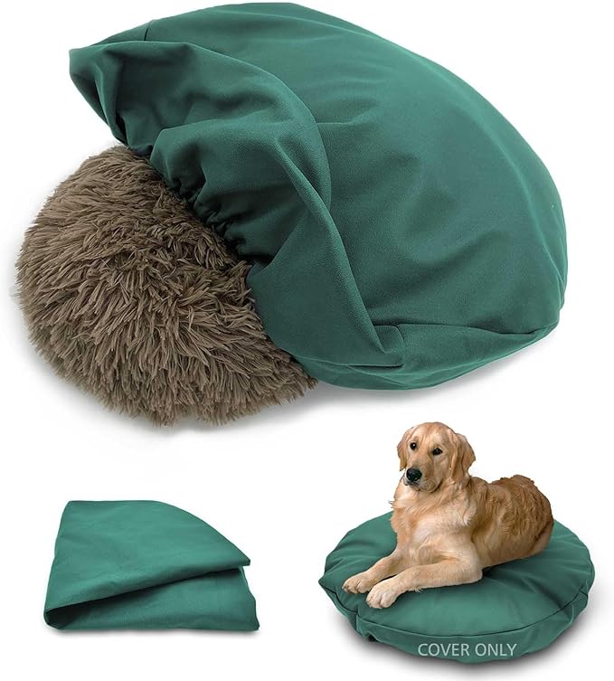 Dog Bed Cover Waterproof Replacement Machine Washable Covers for 20x20 Inch Dog Bed Heavy Duty Scratch Resistant Mattress Protector Pet Bed Round Dark Green Cover Only