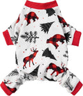 Fitwarm Reindeer Dog Christmas Pajamas, Winter Doggy Clothes for Small Dogs Boy Girl, Fleece Dog Onesie with Feet, Holiday Pet Outfit, Black, White, Red, XL