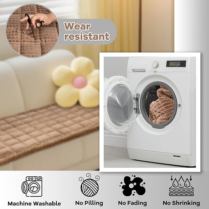 Washable Dog Couch Cover Protector, Non Slip Dog Bed Mat Machine Washable Large Blanket for Dogs, Pet Couches Covers for Sofa (Coffee, 27.6 * 70.9 '')