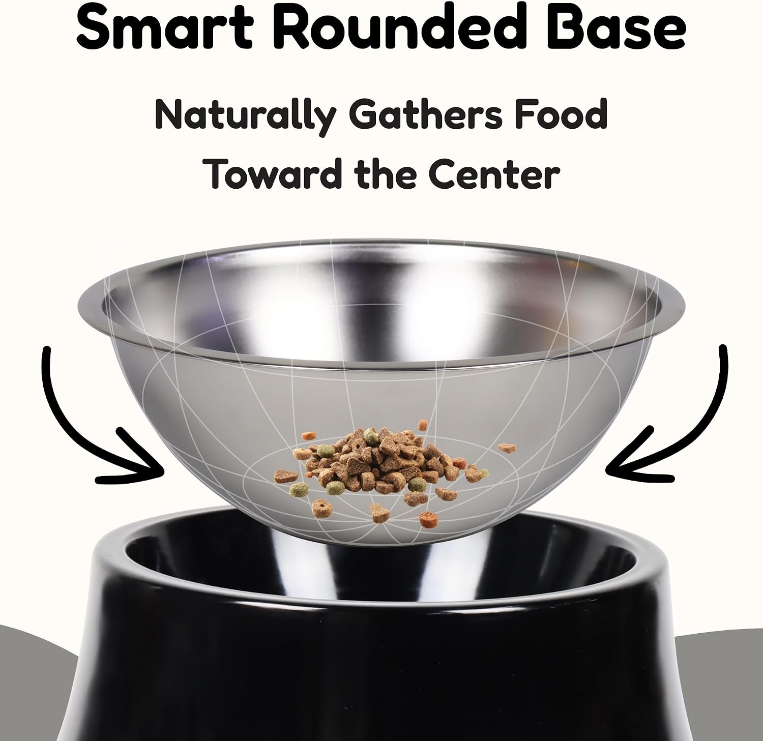 2 Pack Elevated Spaniel Dog Bowl, Melamine Raised Dog Food Bowl for Long-Eared Dogs, Raised Dog Bowls for Small & Medium Dogs, Stainless Steel Inner Bowl, Non-Slip Base (Black*2, 420 mL/1.5 Cups)