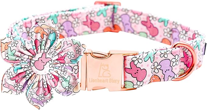 Lionheart glory Easter Day Dog Collar with Flower Dog Collar for X-Small Dogs, Rabbits Colorful Dogs Collars Flowers Spring Collars Puppy Flowers