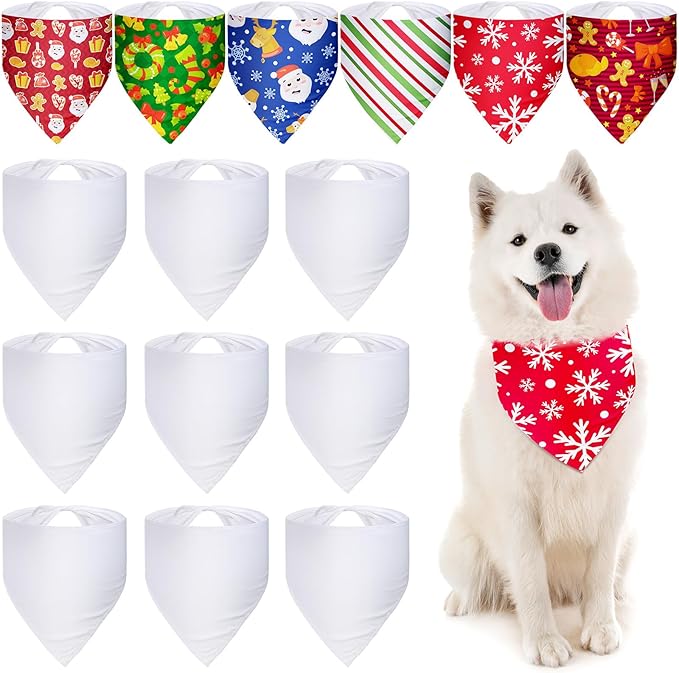 Weewooday 6 Pieces Sublimation Heat Transfer Dog Bandana Triangle Dog Scarf Polyester Pet Bandana DIY Handkerchief Bib for Dogs Puppy
