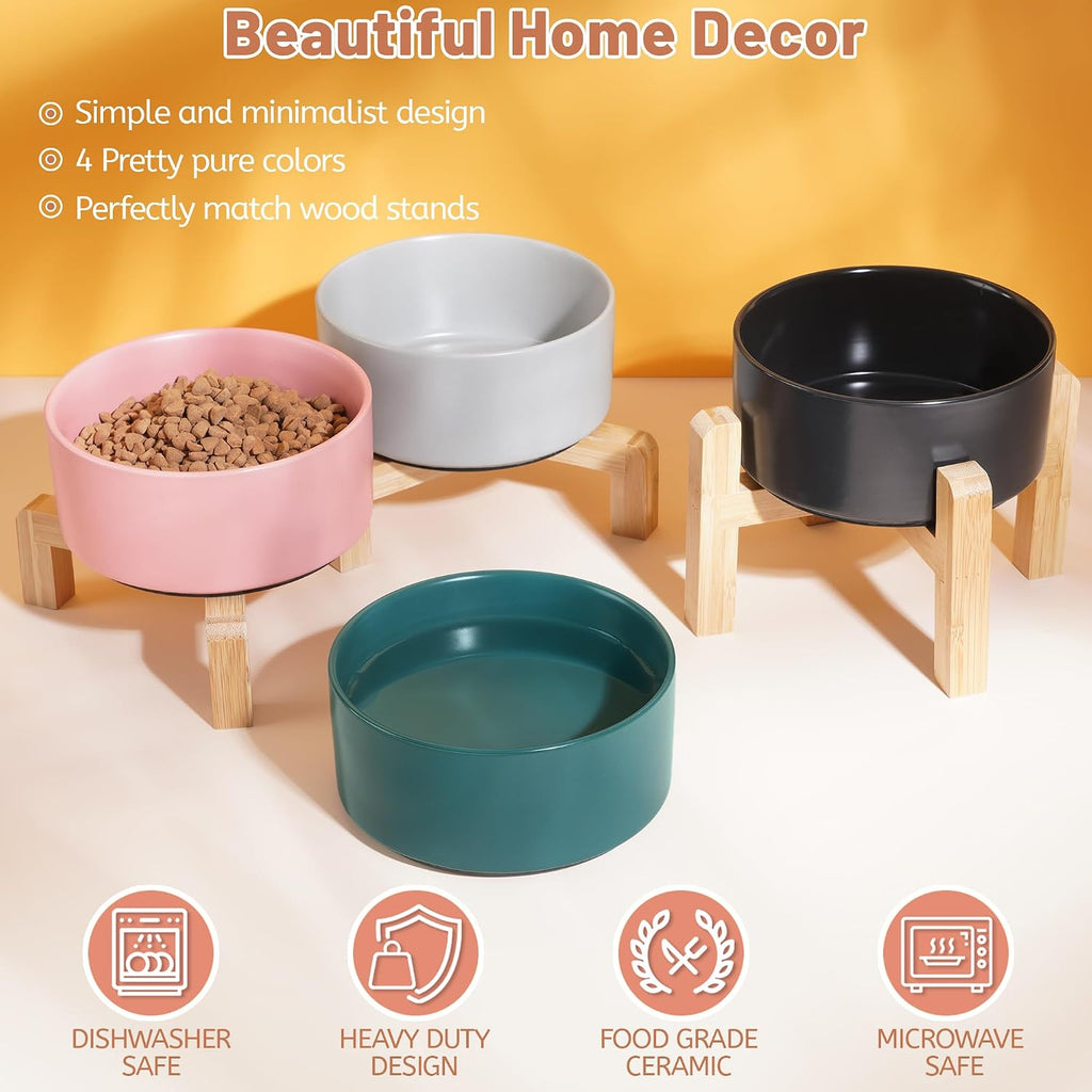 Ceramic Dog Bowls, Non Slip Dog Food and Water Bowl with Silicone Base, Heavy Pet Feeding Bowl for Small, Medium, and Big Dogs (Green, 6 Inches)