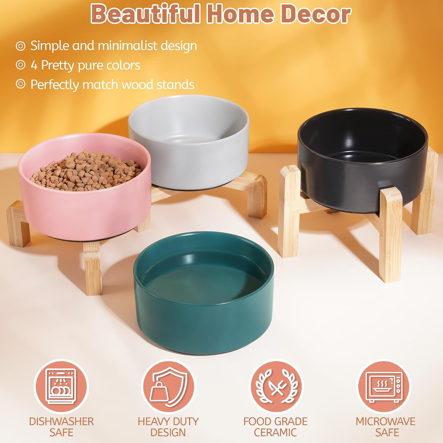 Ceramic Dog Bowls, Non Slip Dog Food and Water Bowl with Silicone Base, Heavy Pet Feeding Bowl for Small, Medium, and Big Dogs (Green, 6 Inches)