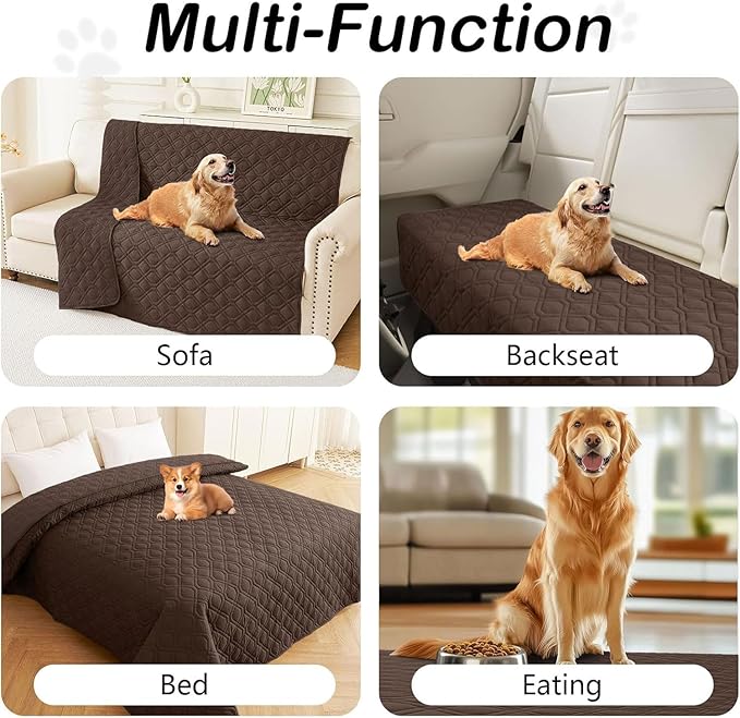 hyha Waterproof Dog Bed Blanket, Soft Pet Blankets, Waterproof Couch Cover for Dogs, Reversible Sofa Covers Washable for Furniture (40x80 Inch, Chocolate/Chocolate)