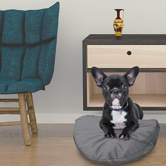 Dog Bed Cover Waterproof Replacement Machine Washable Covers for 24x24 Inch Dog Bed Heavy Duty Scratch Resistant Mattress Protector Pet Bed Round Grey Cover Only