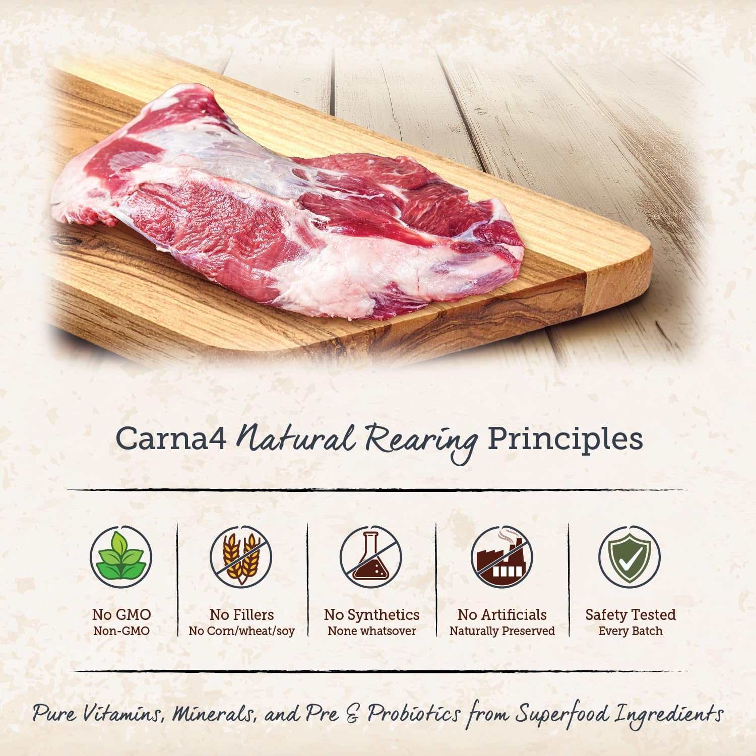 CARNA4 Air Dried Dog Food, Goat Recipe, Grain-Free, 20 Pound | Pastured Goat, Liver & Sprouted Seeds, Quick-Baked & Never Extruded, Easy-Chew, No Synthetic Vitamins or Minerals