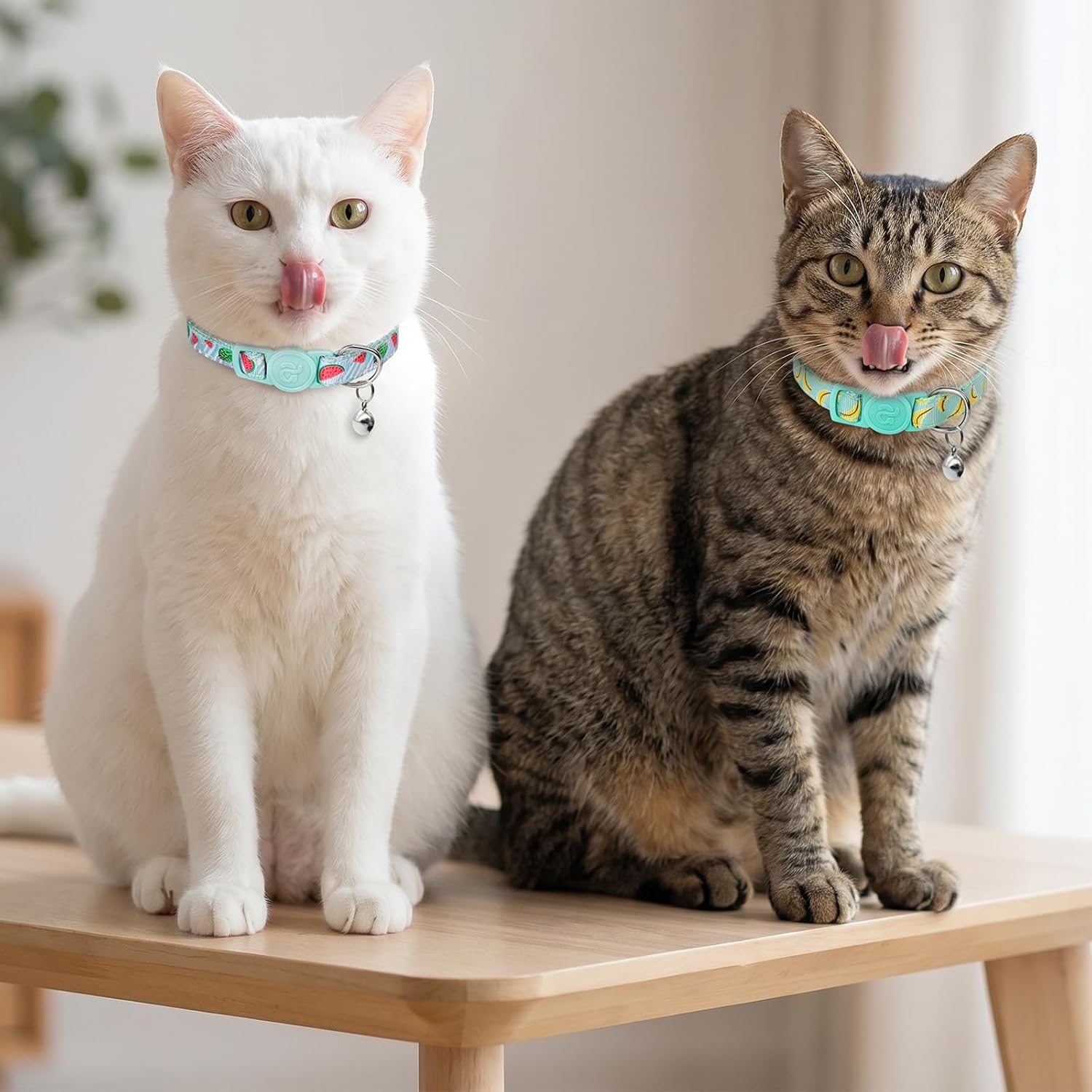 azuza 4 Pack Cat Collars, Breakaway Buckle Cat Collar with Bell, Fruit | Secure Quick Release Buckle, Easy Adjustment, Removable Bell for Added Safety, Soft Nylon Webbing, Boy Girl Cat Collars
