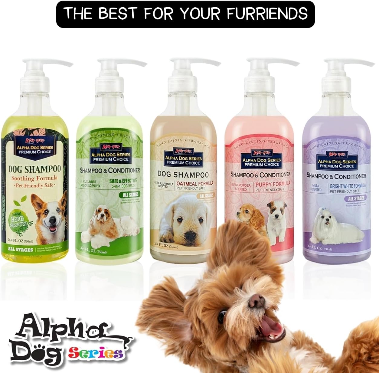 Puppy Grooming Natural Dog Shampoo and Conditioner with Aloe Vera, pH balanced Shampoo for Dogs, Tear-Free, Moisturizing Dog Shampoo for Sensitive Skin - 26.4 Oz