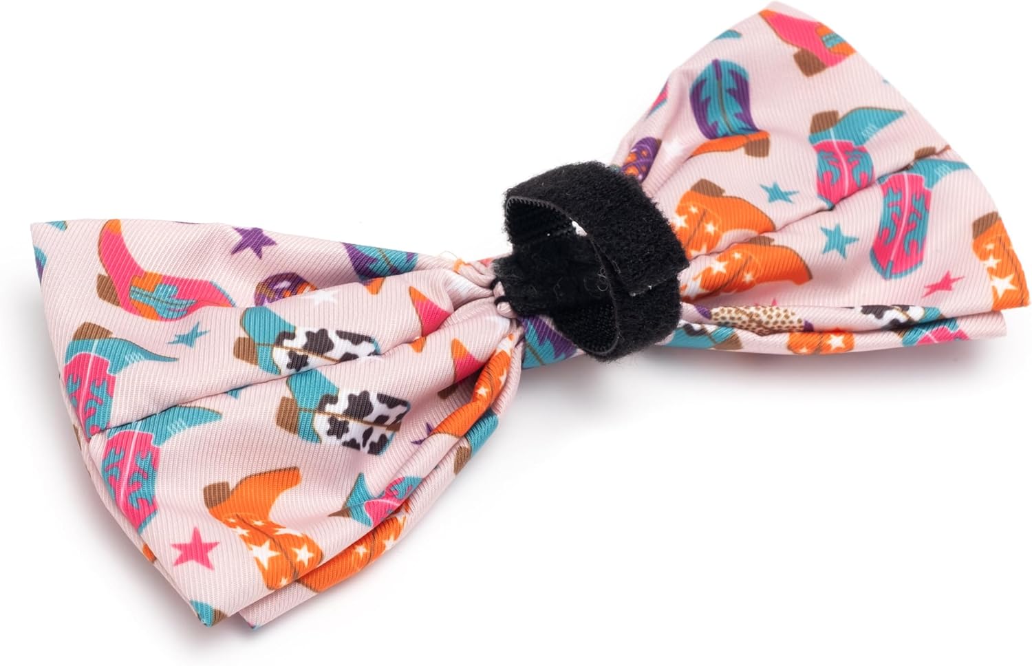 THE WORTHY DOG Food & Sport Print Pet Bow Ties for Dogs & Cats, Western | Stylish, Soft Printed Polyester Pet Bow Tie, Attach to Any Collar Easily with Touch Fastener, Wild Wild West, Beige, Large