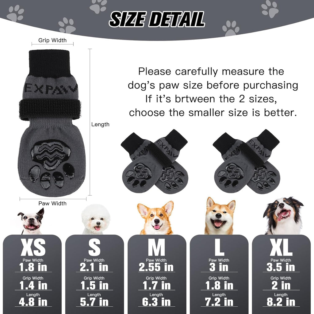 Anti-Slip Dog Socks,Dog Boots&Paw Protectors to Prevent Licking,Dog Shoes for Hot/Cold Pavement, Double Sides Non-Skid Traction Control on Hardwood Floor for Senior Dogs