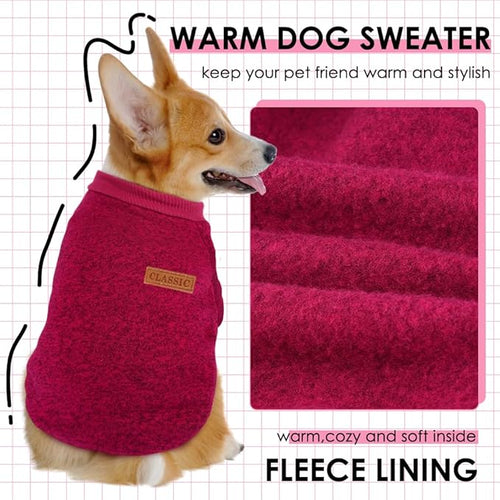 3 Pack Dog Sweaters for Small Dogs Girl Boy Winter Fleece Clothes Warm Soft Dog Sweatshirt Outfit for Dogs Cats Pet Apparel