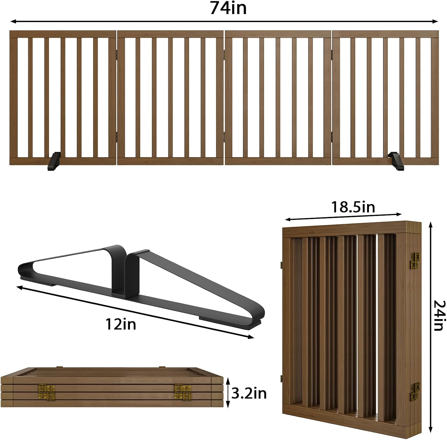 Dog Gate for Stairs,Foldable Dog Gate for Indoor Doorways House,Freestanding Pet Gates for Dogs,Doogie Puppy Fence Gate