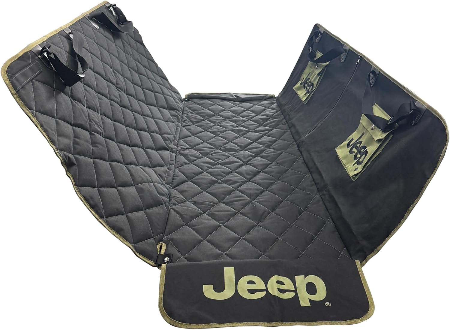 Jeep Vehicle Seat Protector for Dogs and Pets (Charcoal Black) Adjustable Seat Cover - Durable Protection Waterproof Design (58 x 23 x 18.5 inch)