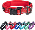EXCELLENT ELITE SPANKER Reflective Dog Collar Classic Soft Padded Breathable Nylon Adjustable Pet Collar with Quick Release Buckle for Boy Girl Male Female Small Medium Large Dogs Training(Red-XL)