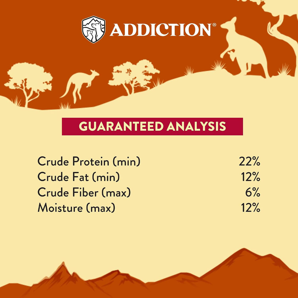 Addiction Outback Kangaroo Feast Air-Dried Grain-Free Dog Food – Complete Meal or Topper with Natural Ingredients for Digestive and Skin & Coat Health, 2lb - 4 Packs