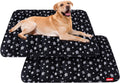 Dog Crate Mat (36" X 23") 2 Pack, Soft Dog Bed Mat with Cute Prints, Personalized Dog Crate Pad, Anti-Slip Bottom, Machine Washable Kennel Pad, Black