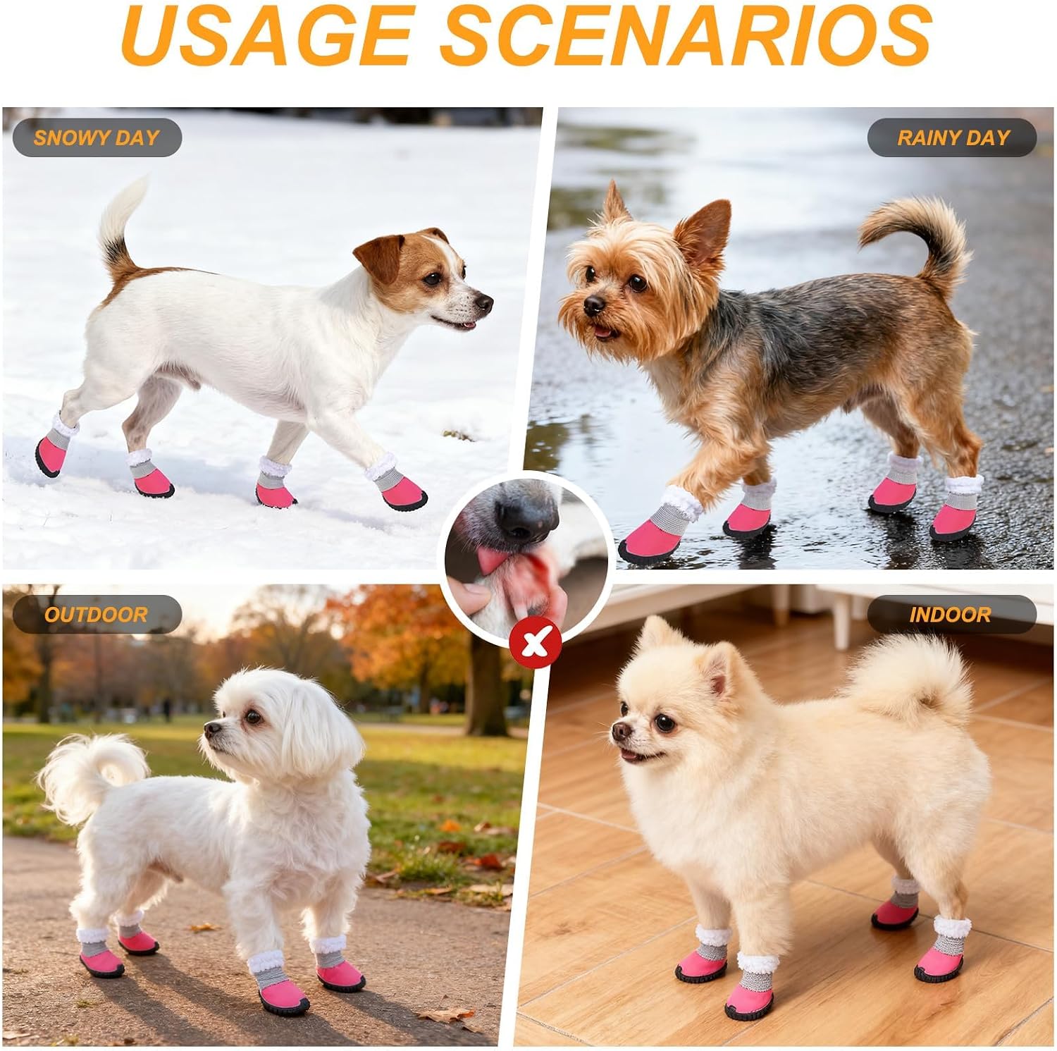 BEAUTYZOO Dog Winter Boots, Waterproof Dogs Snow Shoes with Anti-Slip Sole & Warm Fleece Lining-Indoor Outdoor Paw Protectors for Small Dogs, Puppy Booties to Prevent Licking on Hardwood Floors,Size 3