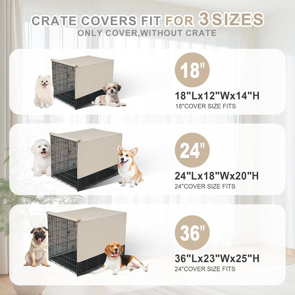 Explore Land Breathable Dog Crate Cover - 4 Sides Mesh Ventilation, Basic Pet Kennel Cover, All Sides Open, Universal Fit for 1 2 3 Doors 24 inches Wire Dog Crate （Tan）