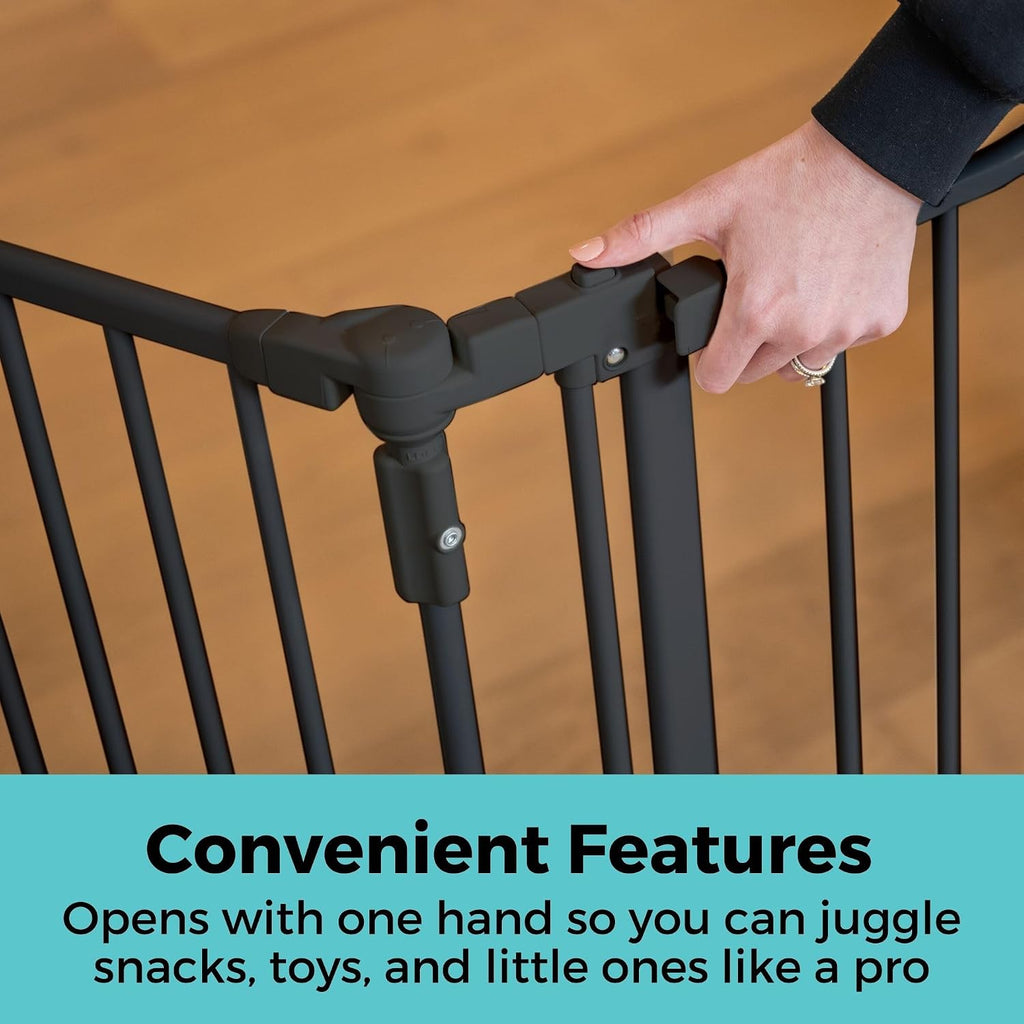Toddleroo by North States - Deluxe Décor Universal Fit Safety Gate: Hardware Mounted Extra Wide Metal Baby Gate with Tall Baseboard Mounts, Adjustable Child Gate; 38.3" to 72" Wide; 30" Tall; Black