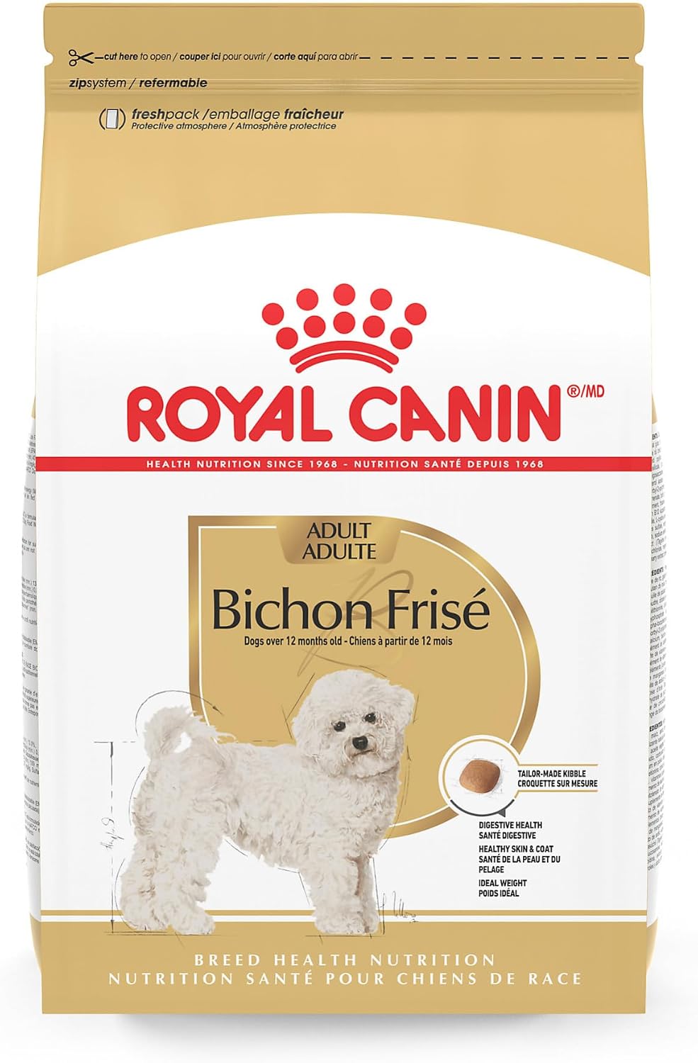 ROYAL CANIN Bichon Frise Adult Dry Dog Food, 10 lb Bag | Supports Skin & Coat with Essential Nutrients, For Adult Bichon Frises 10+ Months, Specialized Kibble for Easy Pickup